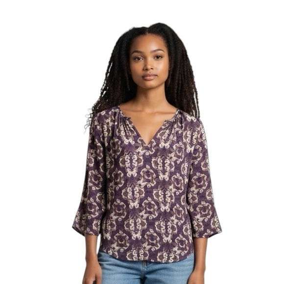 Joie Silk corp core, classic, comfort career, butterfly print long sleeve shirt - Picture 1 of 11